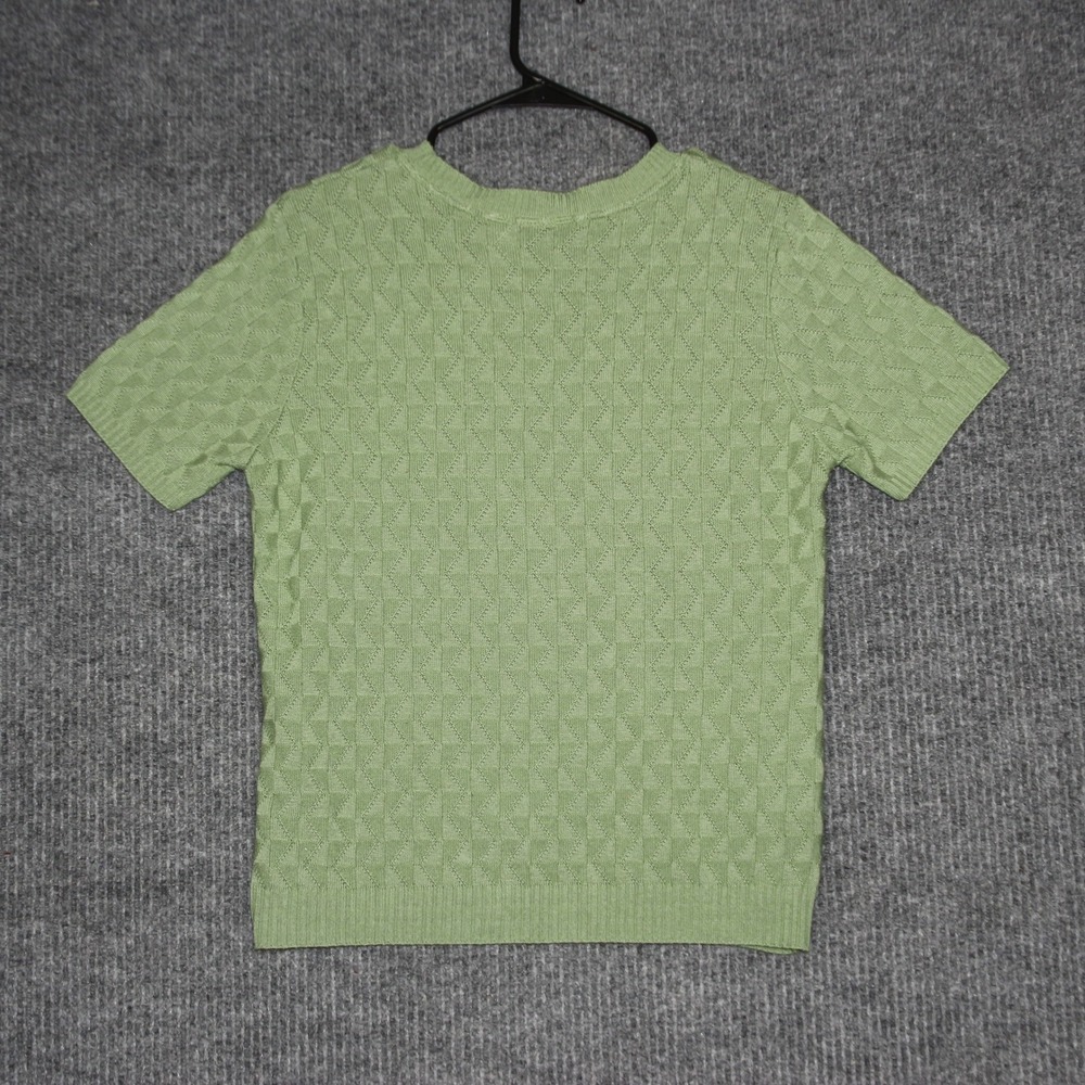 Vintage‎ Baxter Wells Mens Green Textured Knit Short Sleeve Sweater Size M